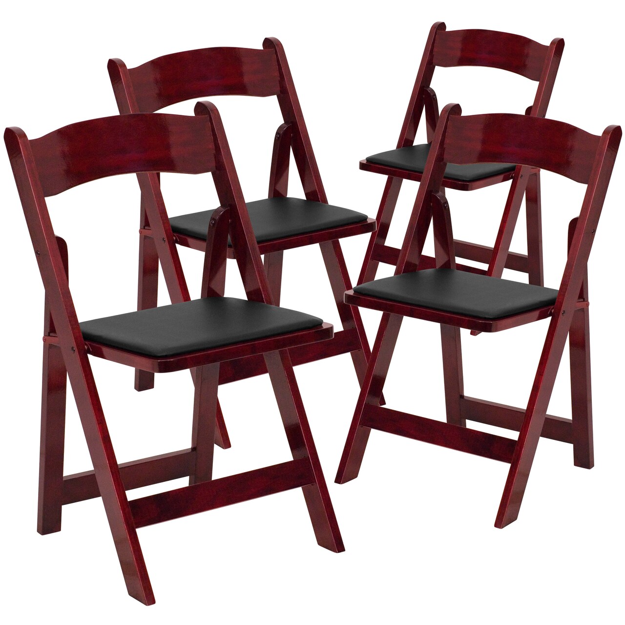 Emma and Oliver 4 Pack Wood Folding Chair with Vinyl Padded Seat